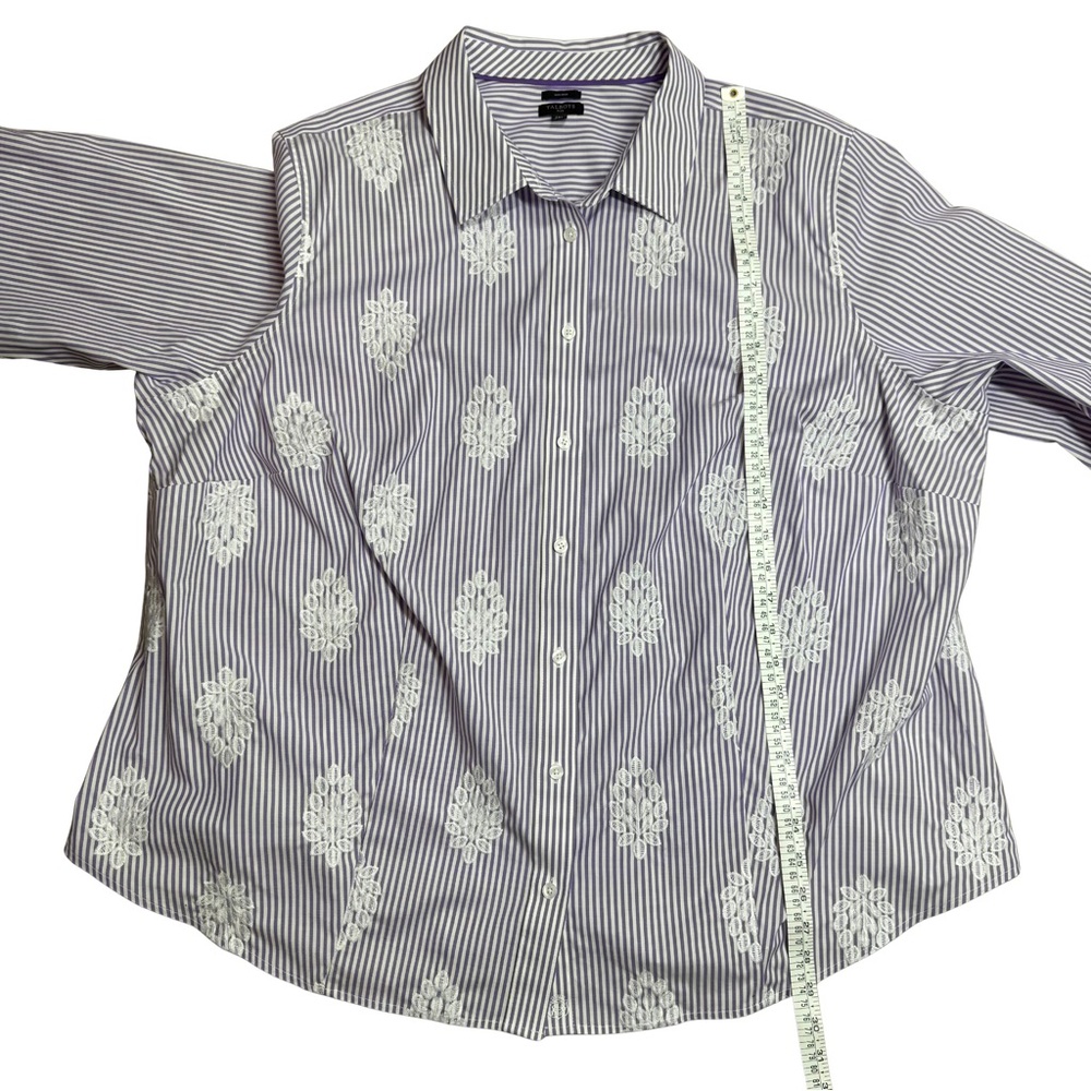 Talbots Plus Size 24W Heavily Embroidered No Iron Cotton Button Up Work Office - Picture 6 of 6